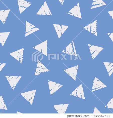 Soft blue pattern with randomly placed distressed white triangles for cozy companion design for sleepwear and bedding 133362429