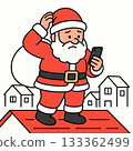 Santa gets lost and checks his location on his smartphone 133362499