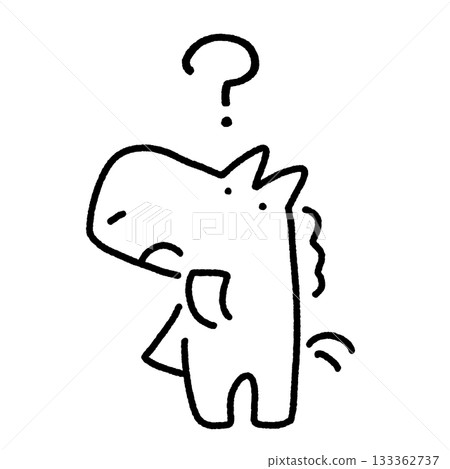 Thinking horse character, question mark, question mark, worry, monochrome Thinking horse character, question mark, question mark, worry, monochrome 133362737