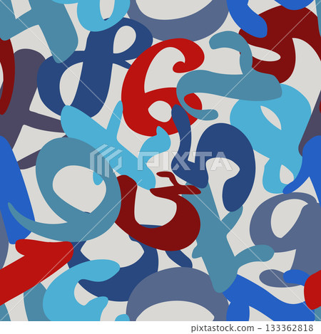 Overlapping hand drawn numbers pattern in blue and red ink for vibrant back to school design for student supplies 133362818