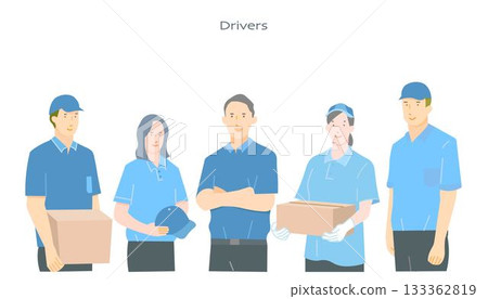 卡車司機、送貨業人員 - 物流 - 搬家公司 - 倉庫 - 送貨業務圖片插圖素材 133362819