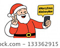 Santa Claus taking a selfie with his smartphone 133362915