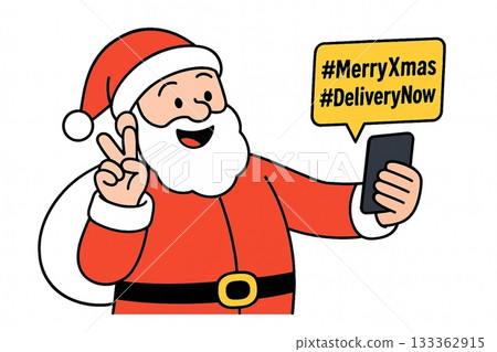 Santa Claus taking a selfie with his smartphone 133362915