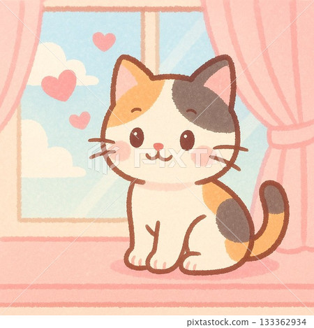 貓在窗戶上 133362934