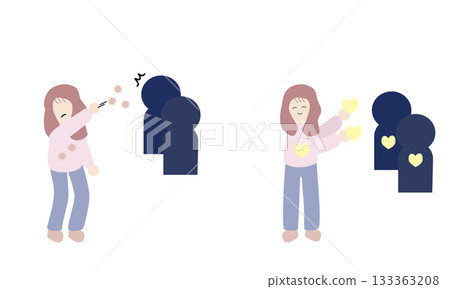 A woman who throws negativity and a woman who delivers positivity 133363208