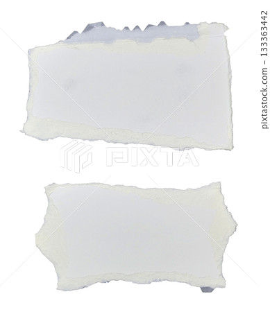White kraft paper torn into pieces isolated on white background 133363442