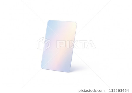 Blank holographic card standing on white background for design mockup 133363464