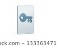 Digital key icon on white card representing security and access control 133363471