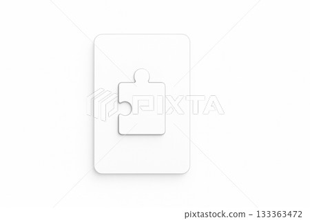 White puzzle piece on card isolated on white background 133363472