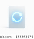 Glowing refresh icon on white card with minimalistic background 133363474