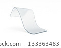 Transparent curved glass sheet isolated on white background 133363483