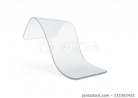 Transparent curved glass sheet isolated on white background 133363483