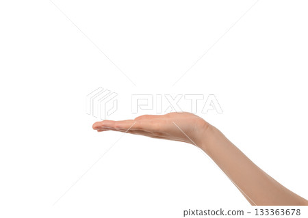 Hand extended, ready to present, isolated on white, PNG Hand extended, ready to present, isolated on white, PNG 133363678