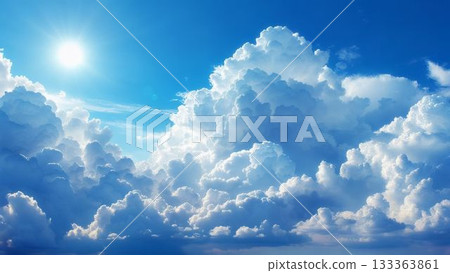 A spectacular view of summer, clear skies, a sea of clouds, and cumulus clouds A spectacular view of summer, clear skies, a sea of clouds, and cumulus clouds 133363861