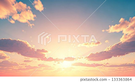絢麗的日落天空和柔和的雲彩 133363864