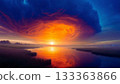 Mysterious sunset and dynamic clouds skyscape illustration 133363866