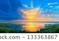 An artistic fantasy landscape with dramatic skies and spreading clouds 133363867