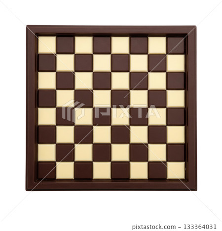 Square chocolate chess board top view sweet dessert game for strategy play and tasty gift 133364031