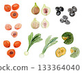 食物、蔬菜、套裝、水果、素食、南瓜、健康、綠色、圖標 133364040