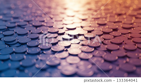 大量硬幣在漸層色中閃閃發光 133364041