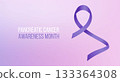 Pancreatic Cancer Awareness Month concept. Banner template with purple ribbon. Vector illustration. 133364308