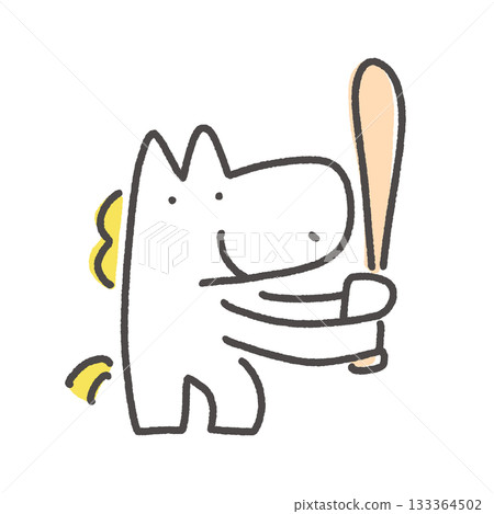 White horse character playing baseball with a bat Sports Exercise 133364502