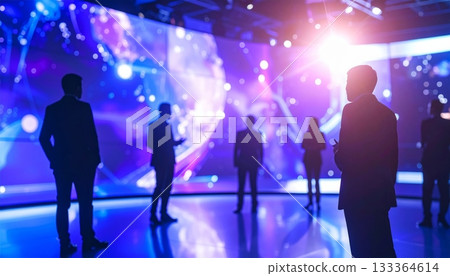 Business people group at a conference table meeting inside an airport office interior Business people group at a conference table meeting inside an airport office interior 133364614