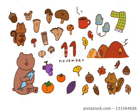 November illustration set 133364686
