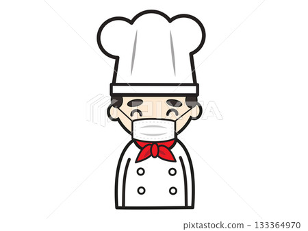 戴著口罩的廚師插圖 133364970