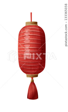 Hand-painted cute children's book style red lantern, Chinese agricultural new year's traditional property wide and wide announcement sea report report volume material piece 133365038