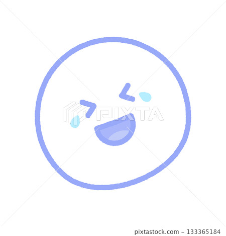 傾斜的、笑著流淚的表情符號 - 有趣、大笑、哭泣、可愛的手繪圖標 133365184