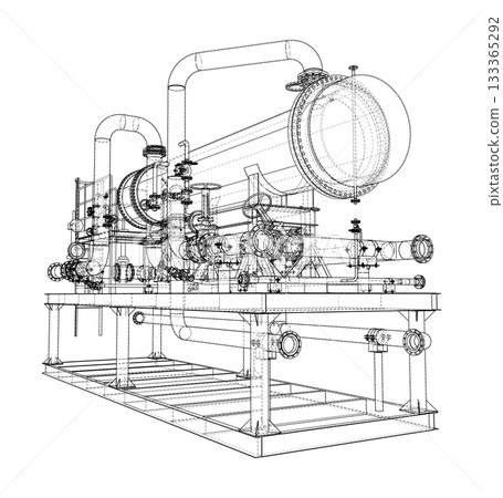 Industrial Equipment Wireframe. Vector Industrial Equipment Wireframe. Vector 133365292