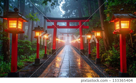 Christmas lights illuminate the city street architecture with an urban Christmas tree at night 133365404