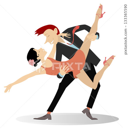 Romantic dancing young people. Happy dancing young man and woman Romantic dancing young people. Happy dancing young man and woman 133365590