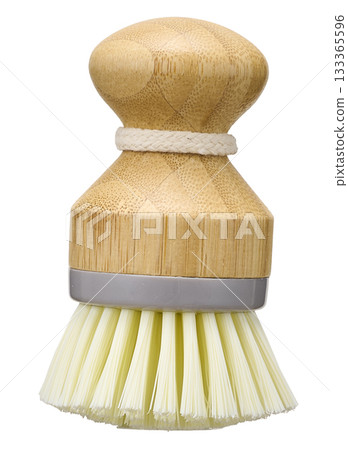 Bamboo cleaning brush (natural material) on white background 133365596