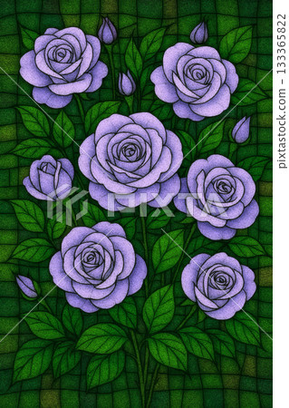 彩色玻璃風格的藍月亮(玫瑰花) 彩色玻璃風格的藍月亮(玫瑰花) 133365822