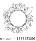 Vanilla Branch Outline Round Frame. 133365866