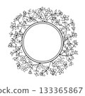 Tutsan Plant Outline Round Frame. 133365867