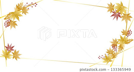 Illustration of golden maple leaves, autumn foliage illustration frame Illustration of golden maple leaves, autumn foliage illustration frame 133365949