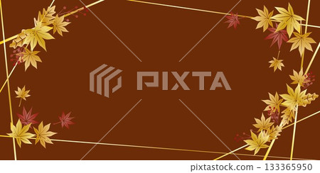 Illustration of golden maple leaves, autumn foliage illustration frame Illustration of golden maple leaves, autumn foliage illustration frame 133365950