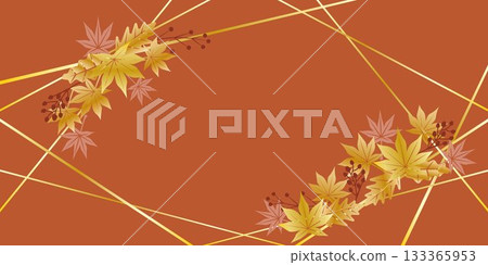 Illustration of golden maple leaves, autumn foliage illustration frame Illustration of golden maple leaves, autumn foliage illustration frame 133365953