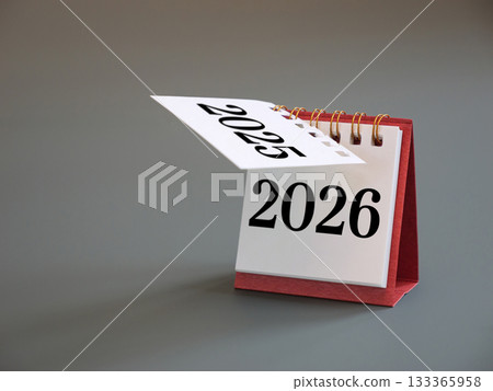 turning calendar page from 2025 to 2026, New Year calendar concept. desk calendar flip page for new year celebration 133365958