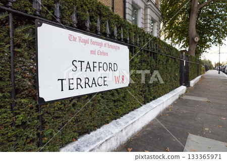 Stafford Terrace street sign, Kensington London W8, Royal Borough of Kensington and Chelsea Stafford Terrace street sign, Kensington London W8, Royal Borough of Kensington and Chelsea 133365971