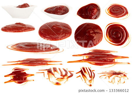 Ketchup is in a cup tomato isolated on white background 133366012