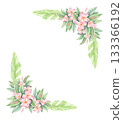Tropical corner frame illustration with plumeria flowers isolated on white 133366192