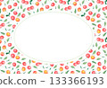 Watercolor cherry frame, oval botanical border 133366193