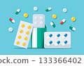 Medical Pill Bottle and Capsules vector Illustration 133366402