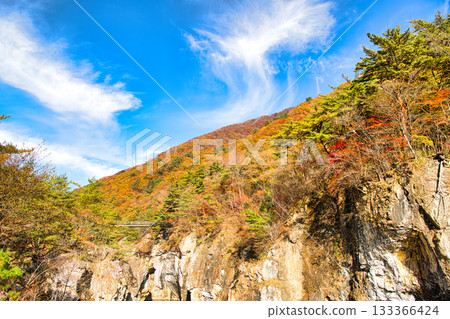 栃木縣日光市:秋葉染紅的龍峽景色 栃木縣日光市:秋葉染紅的龍峽景色 133366424