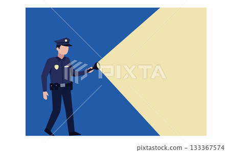 Illustration of a security guard patrolling Illustration of a security guard patrolling 133367574