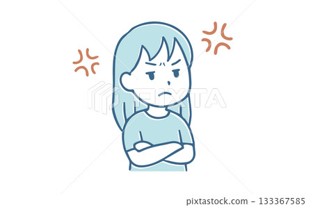 一幅生氣女孩的插圖 一幅生氣女孩的插圖 133367585